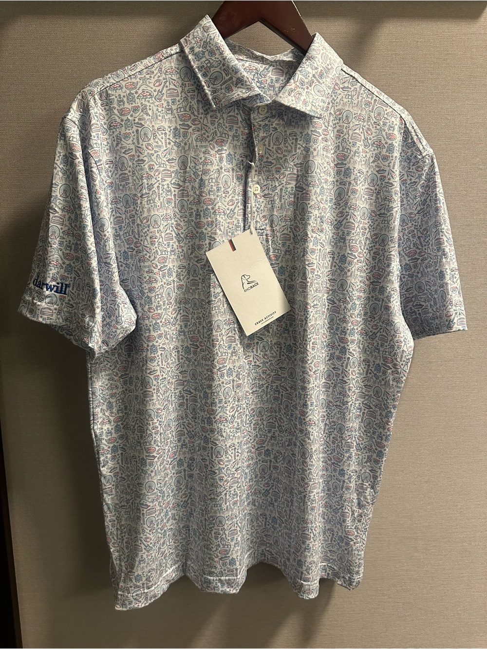 Rhoback The Windy City Men’s Short Sleeve Performance Polo Shirt Size L NWT